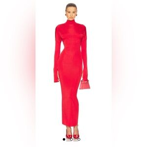 Helsa Cordelia Maxi Knit Long Sleeve Red Dress